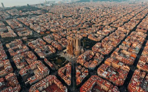 Barcelona waterfront and city skyline