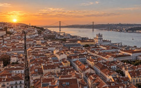 Lisbon rooftops and the Tagus river