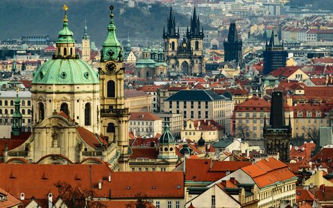 Prague historic centre and river
