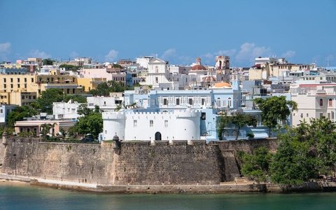 Colorful buildings along the waterfront in San Juan